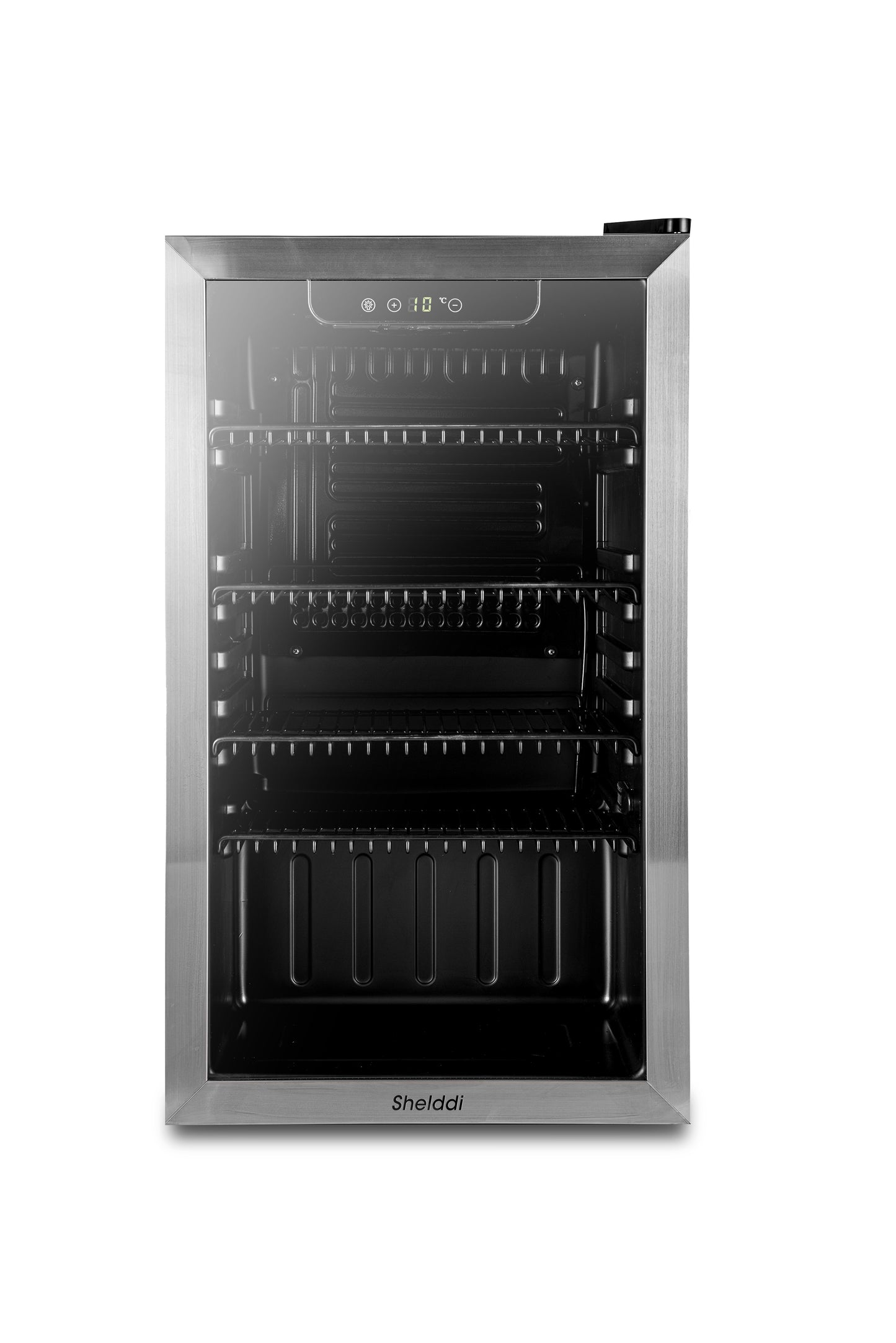 Shelddi 冷蔵庫 93L コンプレッサー式 透明ガラスドア おしゃれ 静音 大型 省エネ 一人暮らし 1ドア 温度設定3-16℃ 家庭用 展示用 前開き GSR-093