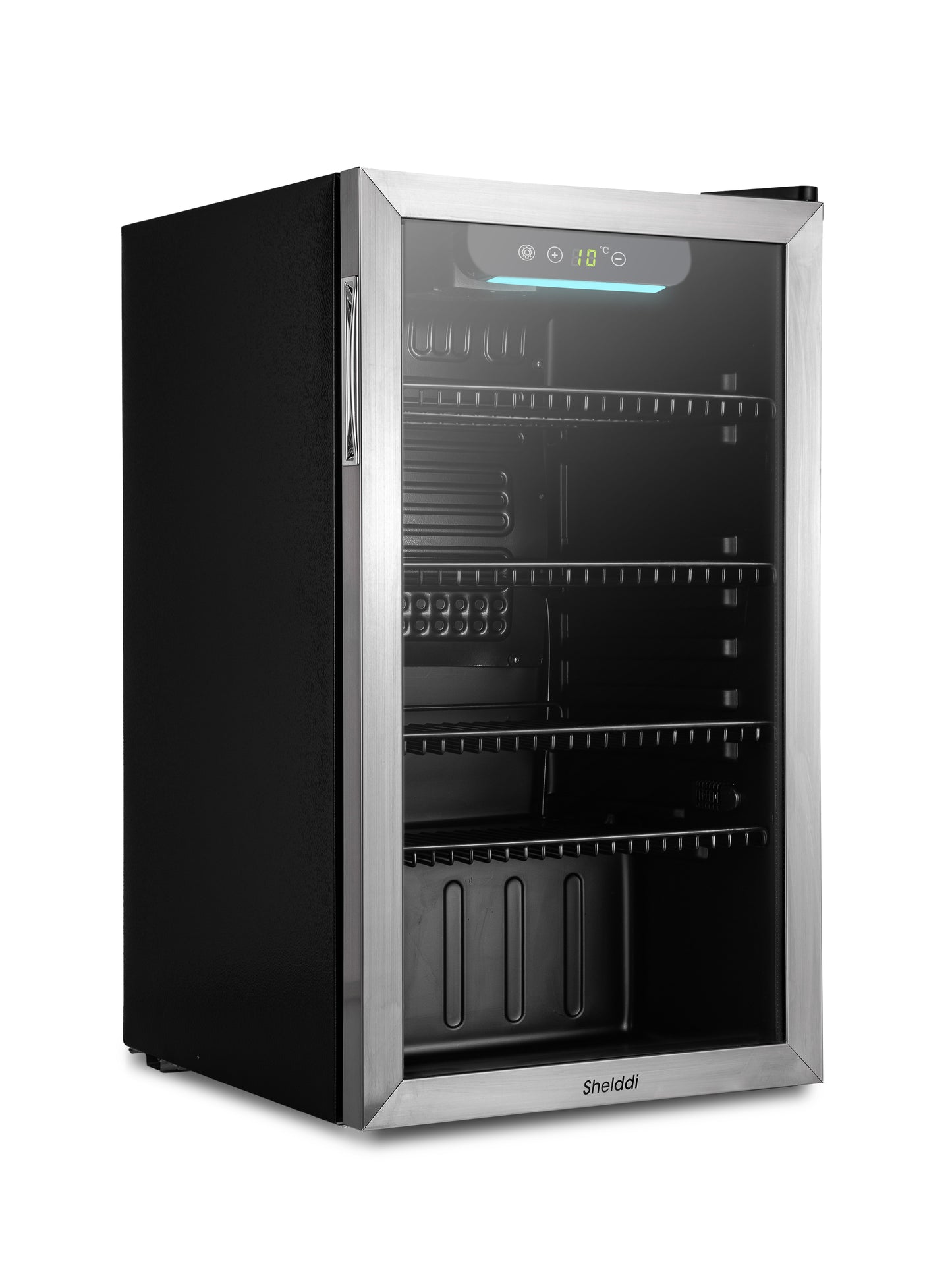 Shelddi 冷蔵庫 93L コンプレッサー式 透明ガラスドア おしゃれ 静音 大型 省エネ 一人暮らし 1ドア 温度設定3-16℃ 家庭用 展示用 前開き GSR-093