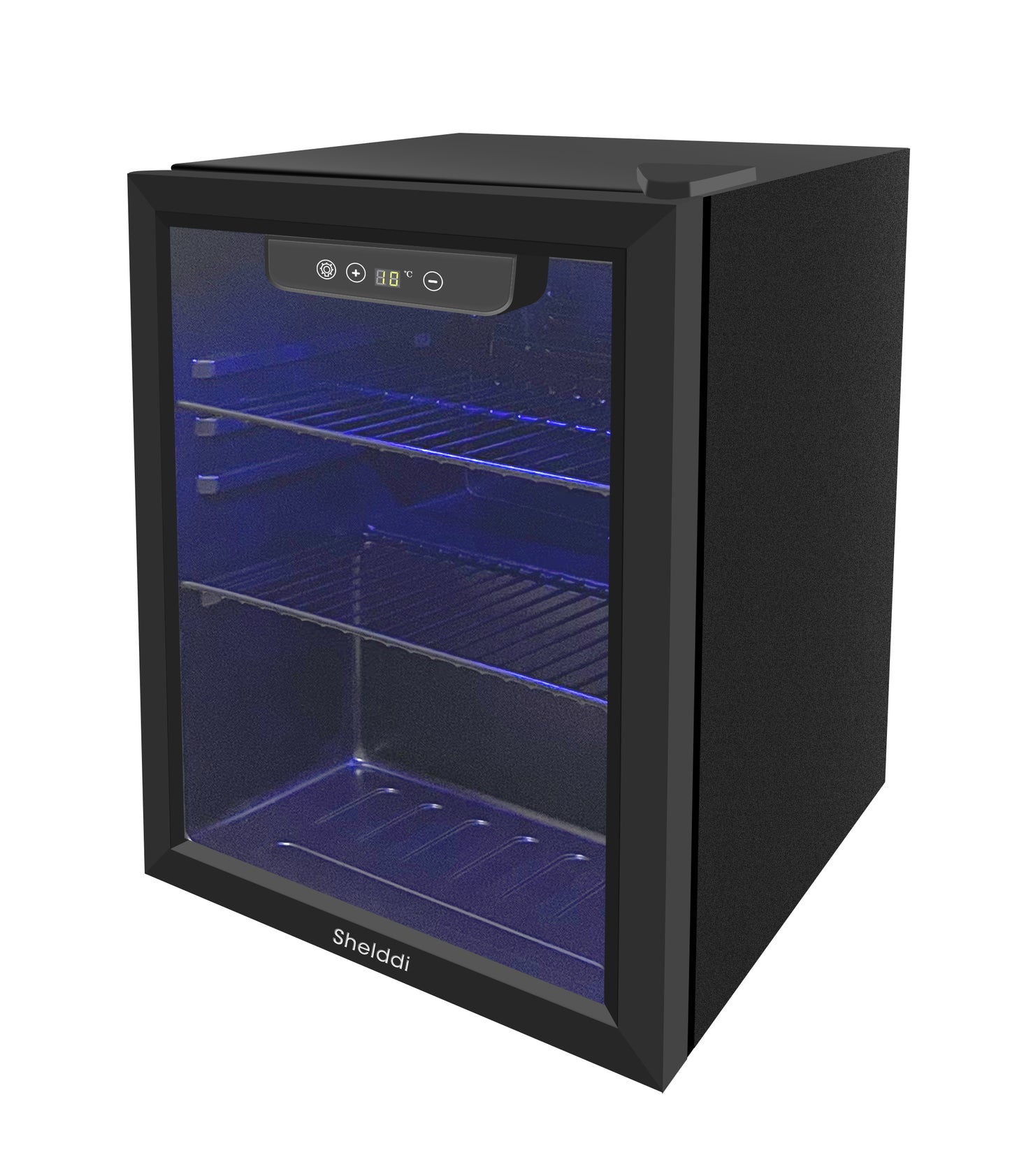 Shelddi 小型冷蔵庫 48L コンプレッサー式 透明ガラスドア おしゃれ 静音 ミニバー 省エネ 一人暮らし 1ドア 温度設定3-16℃ 家庭用 展示用 前開き ホテル 旅館 GR-048