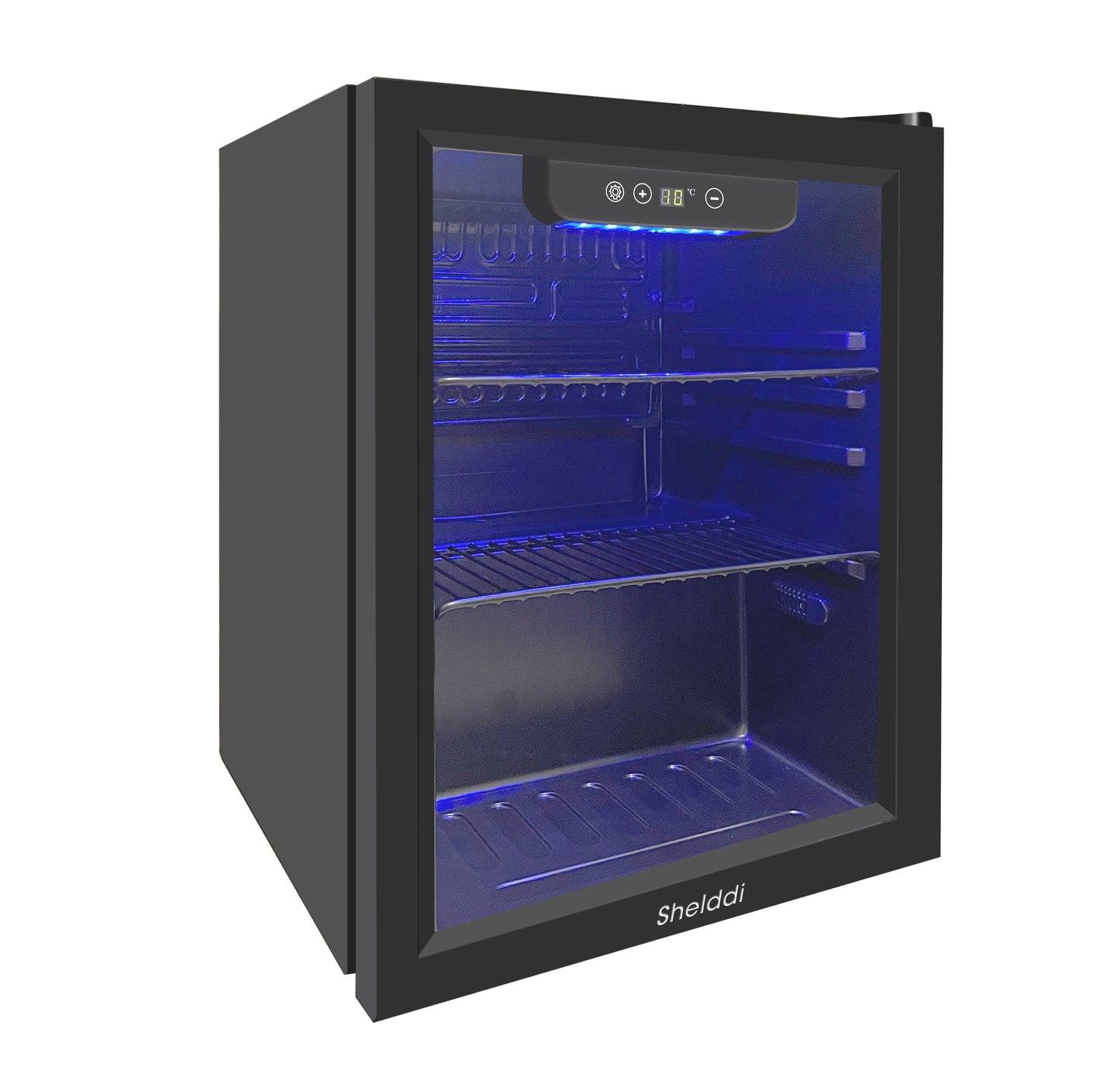 Shelddi 小型冷蔵庫 48L コンプレッサー式 透明ガラスドア おしゃれ 静音 ミニバー 省エネ 一人暮らし 1ドア 温度設定3-16℃ 家庭用 展示用 前開き ホテル 旅館 GR-048